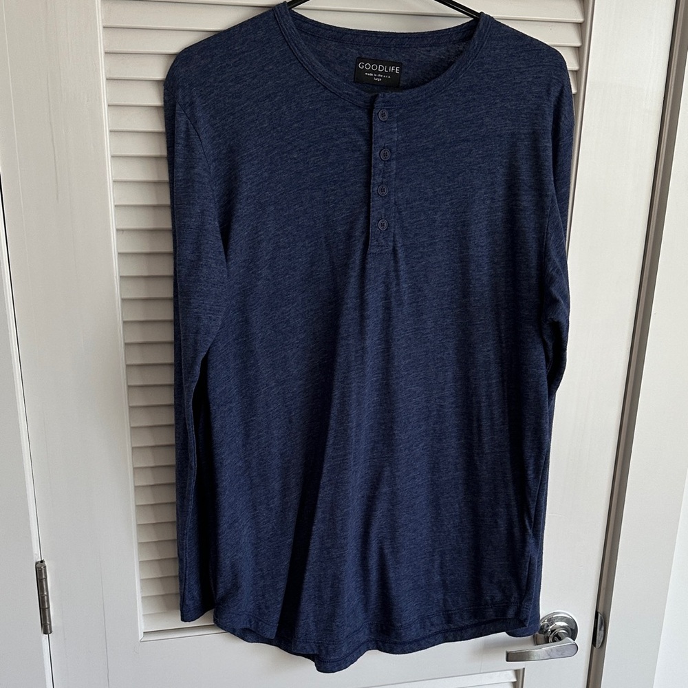 Goodlife Men's Deep Blue Long Sleeve Henley
